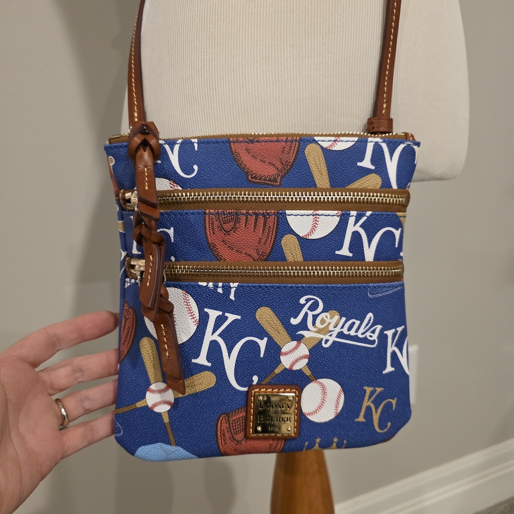 Dooney & Bourke Kansas City Royals Blue Triple Zip Crossbody Bag